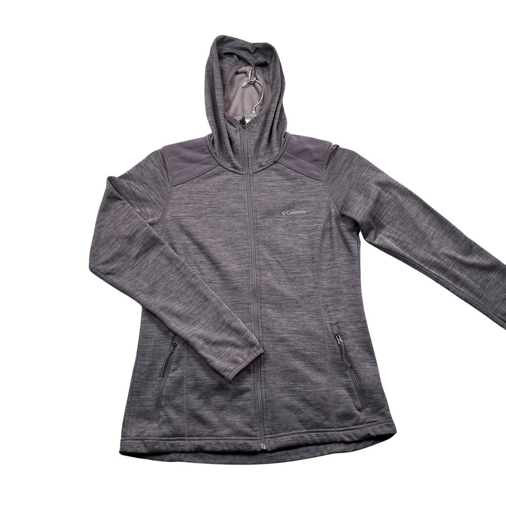 Columbia Full Zip Hoodie Women Size M Purple Heathered Performance Fleece Jacket